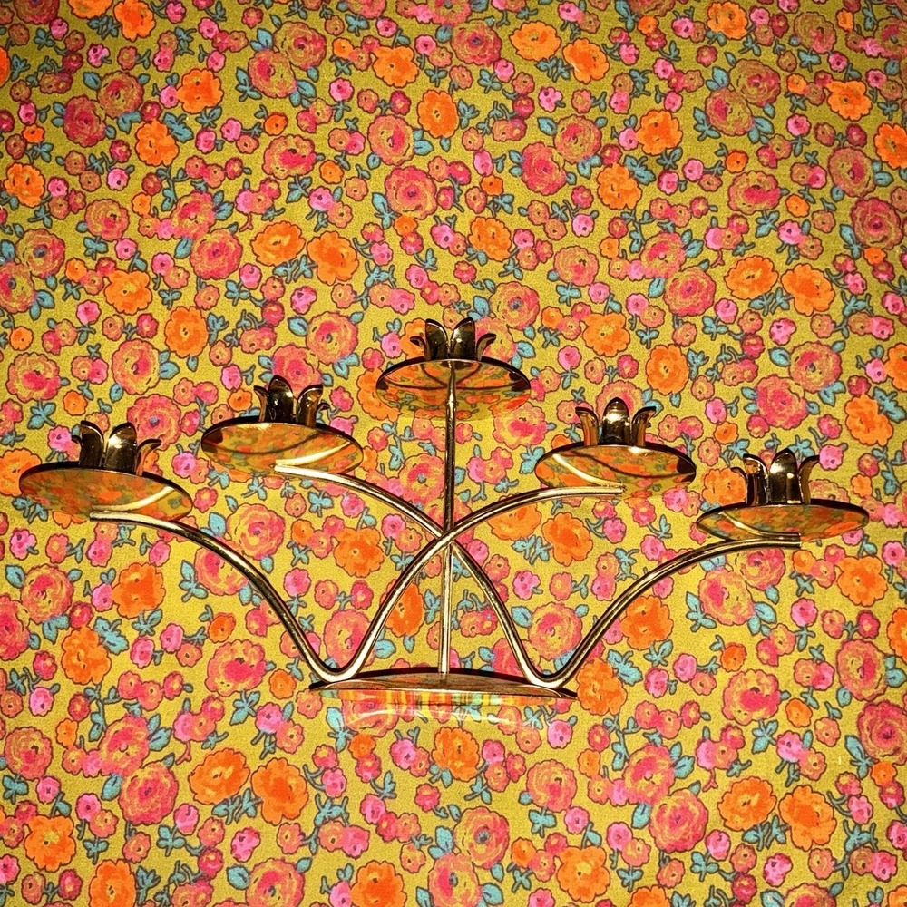 Unique Vintage Brass Candelabra | Four Arm | MCM Romantic Dining Side Table
